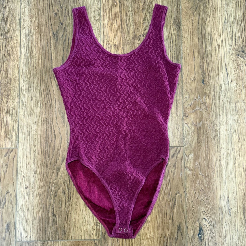 VTG 90s Cristina Magenta Textured Sleeveless Snap Gusset Bodysuit Womens M Retro